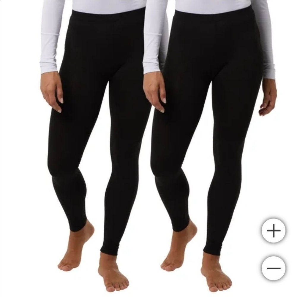 32 Degrees Heat Womens Black Thermal Base Layer Pants 2-Pack Size XL New